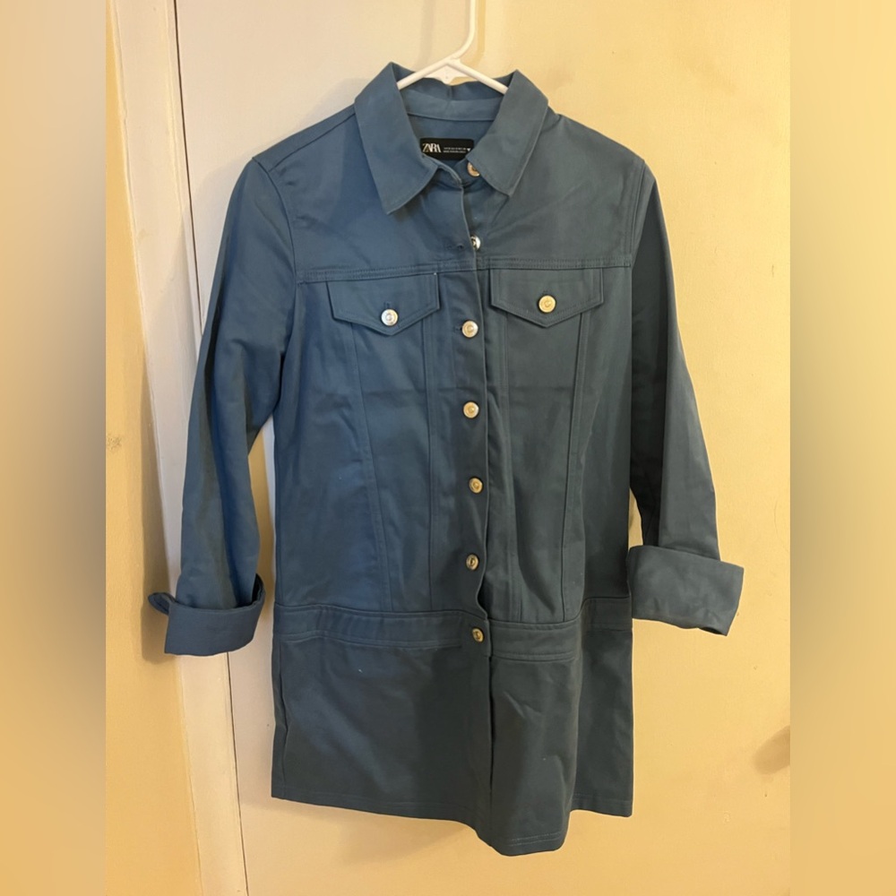 ZARA blue utility mini dress